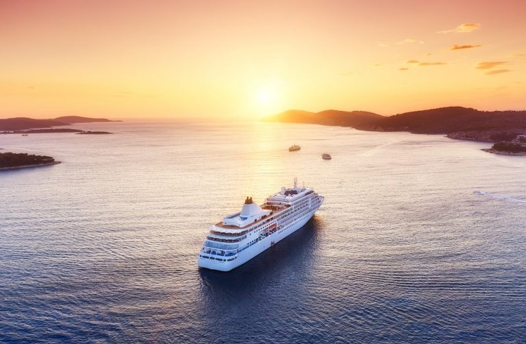 Cruise ship and sunset