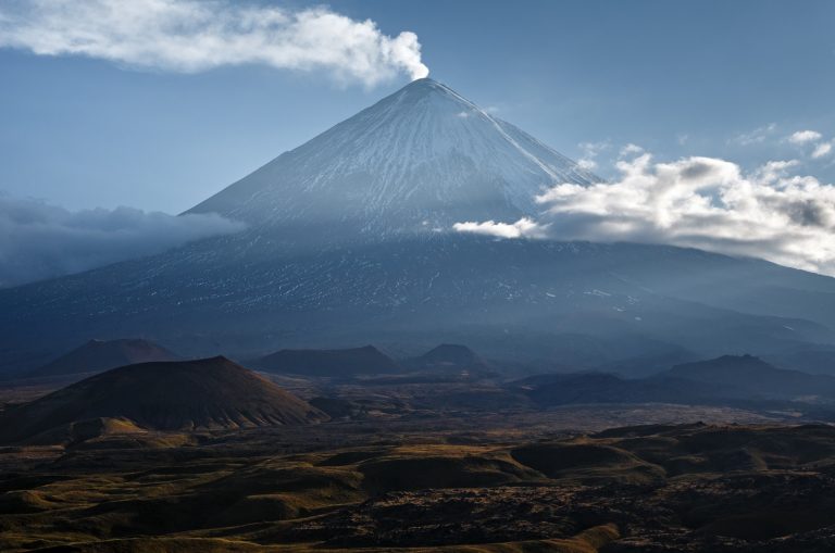 Dangerous active volcano on KKlyuchevskaya Sopka (Klyuchevskoy Volcano.